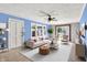 Inviting living room featuring stylish decor, including a pink sofa and modern furniture at 1523 E Mills Ave, Indianapolis, IN 46227