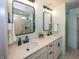 Modern bathroom featuring dual sinks, a large mirror, and stylish fixtures for a spa-like experience at 16419 Connolly Dr, Westfield, IN 46074
