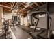 Well-equipped basement gym featuring a treadmill, weights, heavy bag and rubber flooring at 1799 Hourglass Dr, Carmel, IN 46032