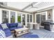 Inviting covered patio with comfortable seating, dining area, and a built-in grill at 1799 Hourglass Dr, Carmel, IN 46032