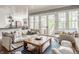 Bright living room with comfortable seating, hardwood floors, and backyard views at 1799 Hourglass Dr, Carmel, IN 46032
