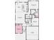 Detailed floor plan showcasing a spacious kitchen, three bedrooms, including a primary suite, and attached garage at 2008 Black Oak Dr, Shelbyville, IN 46176