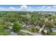 Aerial view displays homes among a green canopy and cityscape in the background, showcasing the neighborhood's charm at 2030 Houston St, Indianapolis, IN 46218