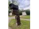 Street-side mailbox with the house numbers visible and a blurry view of the house in the background at 3055 Pawnee Dr, Indianapolis, IN 46235