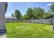 Large backyard area features a well-maintained lawn and a wood fence at 3072 Falcon Dr, Indianapolis, IN 46222