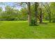 Lush green backyard with mature trees and plenty of open space at 502 S Harrison St, Alexandria, IN 46001
