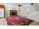 Cozy living room with a brick fireplace and a decorative rug at 502 S Harrison St, Alexandria, IN 46001