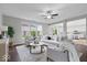 Inviting living room features lots of natural light, hardwood floors, and neutral decor at 6528 Abby Ln, Zionsville, IN 46077