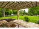 View of the backyard and wooden pergola at 7580 Sherry Ln, Brownsburg, IN 46112