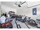 Well-organized garage featuring tools, bicycles, and a workbench with room for hobbies and projects at 963 Booneway Ln, Bargersville, IN 46106