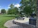Relaxing backyard with patio lounge furniture and a well-manicured lawn at 10 Sara Ct, Whiteland, IN 46184