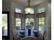 Bright breakfast nook with a dark wood table, seating for four, and a bay window offering outdoor views at 10 Sara Ct, Whiteland, IN 46184