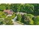 Aerial view showcases the property's landscaping, pool, and neighborhood setting at 10418 Forest Creek Dr, Indianapolis, IN 46239