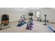 Spacious bonus room with carpet, a window, and exercise equipment for working out at home at 10418 Forest Creek Dr, Indianapolis, IN 46239