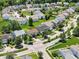 Neighborhood aerial showing a well-maintained suburban community with tree-lined streets and manicured lawns at 12993 E 131St St, Fishers, IN 46037