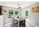 Cozy dining room with a modern table, chairs, and views of the landscaped backyard at 12993 E 131St St, Fishers, IN 46037
