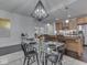 Dining area showcasing a glass table, pendant lighting and seamless flow into the kitchen at 222 N East St # 103, Indianapolis, IN 46204