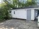 Exterior shot of an outbuilding with white siding and a gray door at 3208 Wellington Ave, Indianapolis, IN 46226