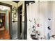 Compact bathroom featuring a modern vanity, shower with decoratice shower curtain, and stylish accents at 3552 N Talley Rd, Columbus, IN 47203