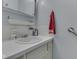Simple bathroom featuring a white vanity, sink, and updated fixtures for everyday convenience at 57 Trails End St, Greenwood, IN 46142