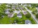 An aerial view of homes in a neighborhood with tree lined streets and cul-de-sacs at 6822 Woodford Ln, Indianapolis, IN 46237