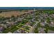 Aerial view of a residential area highlighting a property with a yellow border at 7320 Corwin Ct, Indianapolis, IN 46259