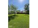 Spacious backyard with lush green lawn, mature trees, and privacy fence at 8130 Winterset Cir, Indianapolis, IN 46214