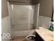 Bathroom with a bathtub, toilet, and vanity sink at 825 W Auman Dr, Carmel, IN 46032