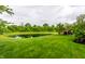 Manicured backyard and pond at 1020 Lair Ct, Westfield, IN 46074