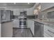Well-appointed kitchen with stainless steel appliances, gray countertops, and modern backsplash at 1082 Galaxie Dr, Greenwood, IN 46142
