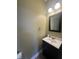 Powder room with sink, mirror, and lighting features, creating a functional and inviting space at 1128 S Pennsylvania St, Indianapolis, IN 46225