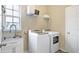 Convenient laundry room with modern appliances, a sink, and shelving for organized storage at 15116 Fenchurch Dr, Westfield, IN 46074