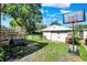 Backyard with garage, grill, basketball hoop and chain link fence at 3310 Ransdell St, Indianapolis, IN 46227