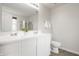 Bright bathroom with double vanity, chrome fixtures, and a walk-in shower at 3419 Burlingame Blvd, Carmel, IN 46074