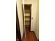 Hallway closet with shelves at 3702 Candy Cane Dr, Indianapolis, IN 46227