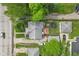 Birds-eye view of property featuring a fenced backyard with trampoline, garage, and a wooden deck at 376 S Arlington Ave, Indianapolis, IN 46219