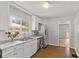 Bright kitchen with stainless steel appliances, white cabinets, and wood-look floors at 376 S Arlington Ave, Indianapolis, IN 46219