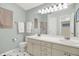 Freshly renovated bathroom with double sinks and a shower stall at 4824 Eagles Watch Ln, Indianapolis, IN 46254