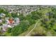 A marked aerial view of neighborhood showcasing proximity to green space, golf course, and pond at 5145 Greenside Dr, Indianapolis, IN 46235