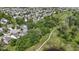 An aerial view of the neighborhood, green spaces and nearby golf course and pond at 5145 Greenside Dr, Indianapolis, IN 46235