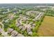 Picturesque aerial shot of a sprawling suburban neighborhood with varied home styles and lush landscaping at 532 Amersham Ct, Avon, IN 46123