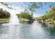 Enjoy the scenic water views featuring fountains and a charming pedestrian bridge at 654 N Senate Ave, Indianapolis, IN 46202