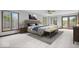 Relaxing main bedroom boasts natural light and comfortable furnishings at 659 Carson Ct, Carmel, IN 46033