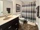 Bathroom with a sink, toilet and shower with neutral decor at 6693 W May Apple Dr, McCordsville, IN 46055