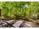 Outdoor deck area with lounge chairs, and surrounded by lush greenery creating a serene and inviting atmosphere at 8209 Beech Knoll, Indianapolis, IN 46256