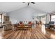 Comfortable living area with hardwood floors and vaulted ceilings, perfect for relaxation and entertaining at 9159 E County Road 400 N, Brownsburg, IN 46112
