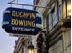 Illuminated Duckpin Bowling sign, adding vintage charm to the Fountain Square neighborhood of Indianapolis, Indiana at 1048 St Peter St, Indianapolis, IN 46203