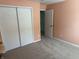 Peach bedroom with closet for optimal space usage, carpeted floors, and natural lighting at 12301 Winding Creek Cir, Indianapolis, IN 46236