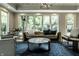 Living room featuring a cozy seating area with a modern coffee table, rug, and an abundance of natural light at 410 Somerset W Dr, Indianapolis, IN 46260