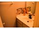 Bathroom with white cabinets and a designer mirror at 6056 Blackley Ct, Indianapolis, IN 46254